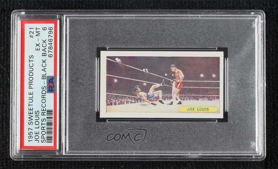 1957 Junior Service Famous Sports Records Black Back Joe Louis #21 PSA 6 - Image 1 of 2