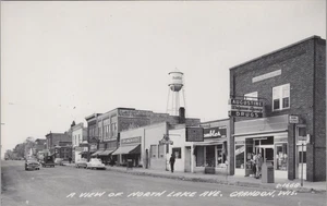 Ein Blick auf North Lake Ave Crandon Wisconsin WI 1900er Zigarren Drogen RPPC Postkarte - Bild 1 von 4