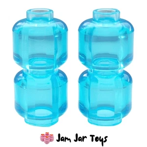 LEGO Minifigure Heads 4x Trans Light Blue Plain Clear NEW Translucent PH23 - Picture 1 of 3