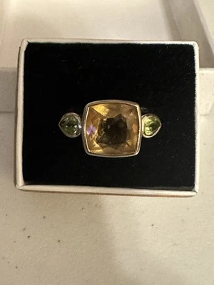 Genuine Citrine and Peridot Sterling Silver Ring Foto 1 de 4