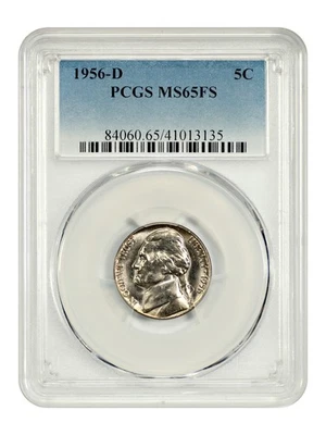 1956-D 5C PCGS MS65FS - Jefferson Nickel Foto 1 de 4