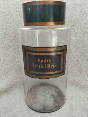Pot A Pharmacie Apothicaire 19em Verre Soufflé Radix Triciti Rep : - Photo 1/4