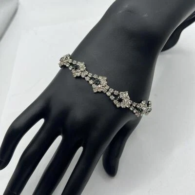 Pulsera estilo vintage de diamantes de imitación con detalles negros bisutería brillo Foto 1 de 4