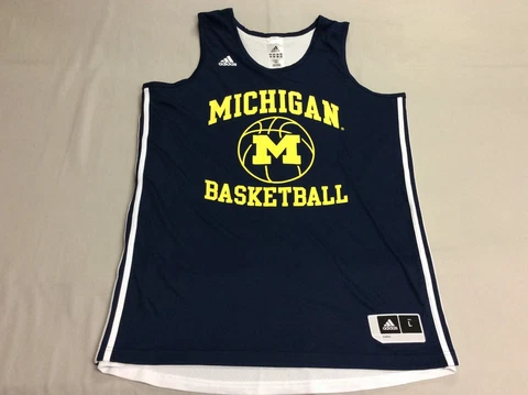 MICHIGAN WOLVERINES ADIDAS BASKETBALL CLIMALITE REVERSIBLE JERSEY MENS LARGE NEW Cover