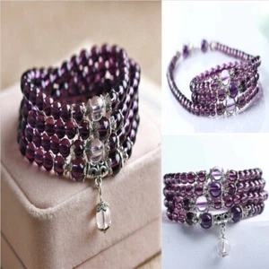 Natürlicher Amethyst weiß transparent Perlen 108 Perlen Armband Armreif Gebet - Bild 1 von 7