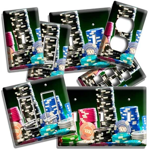 JUEGO DE CASINO POKER CRAPS FICHAS DADOS INTERRUPTOR DE LUZ PLACA DE SALIDA HOMBRE DECORACIÓN DE HABITACIÓN CUEVA - Imagen 1 de 34