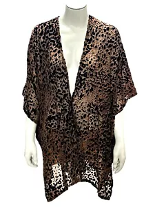 CCC Open Velvet Sheer Leopard Print Kimono Cardigan Cover Up One Size Fits Most - Picture 1 of 8