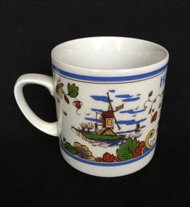 Delft IS colorful hand painted earthenware coffee mug Holland Netherlands  - Picture 1 of 9