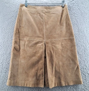 Loft Ann Taylor A-Line Leather Skirt Womens 6 Brown Lined Side Zip Class 30x23.5 - Picture 1 of 11