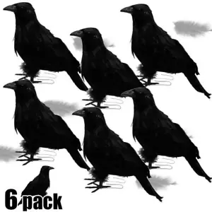 Halloween Birds Black Feathered Crows Realistic Looking Halloween Decoration ... - Picture 1 of 6