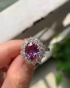 Ehering 4,72 kt zertifizierter natürlicher rosa Saphir & Diamant 14 K Gelbgold - Bild 1 von 7