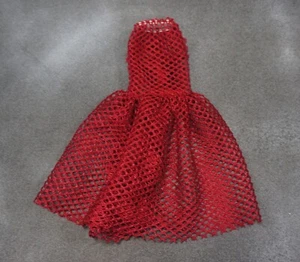 Weinrotes weibliches Netzkleid im Maßstab 1:6 für maßgeschneiderten 12" schlanken Körper  - Bild 1 von 3