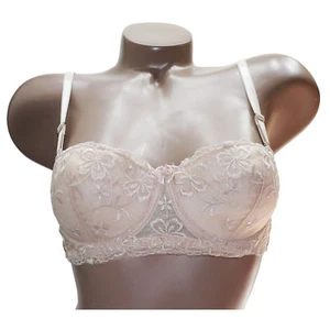 Trifolium Everyday Bra Wired Padded Embroidered Lacy Lace Balconette Beige 73323 - Picture 1 of 2