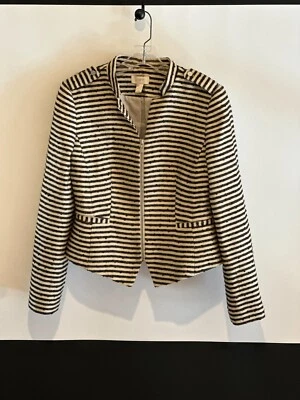 Blazer LOFT Ann Taylor Mujer Rayas Negro y Tostado, Chaqueta Completamente Forrada Talla Pequeña Foto 1 de 4