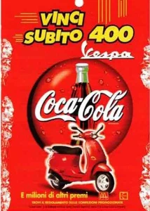 COCA-COLA ITALIA 1998 FOGLIETTO CONCORSO "VINCI 400 VESPA" 10X15CM - Foto 1 di 2