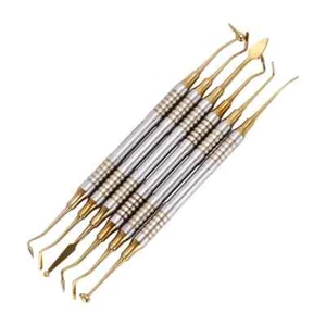 6 piece Gold Dental Composite Filling Instrument Titanium Coated Restorative Kit - Imagen 1 de 4