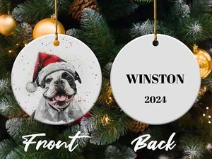 American Bulldogdog Ceramic Christmas Ornament - Personalize Back With Pet's Nam - Picture 1 of 5