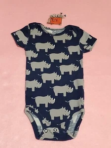 SMILING RHINOS BABY BLUE AND GRAY ONE PIECE BODYSUIT 9 MONTHS UNISEX CARTERS - Picture 1 of 4