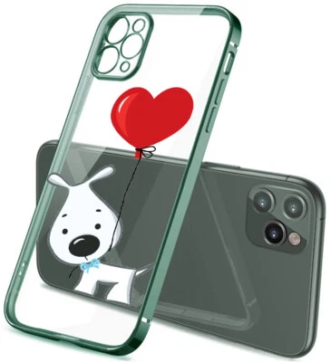 Custodia cover per iPhone 13 12 11 X 8 in Tpu morbido placcato Verde foglia U10 - Immagine 1 di 3