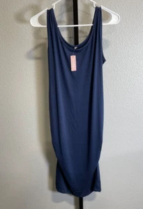 NWT Liu & Qu Womens Sleeveless Tank Maternity Dress Navy Sz L - Picture 1 of 8