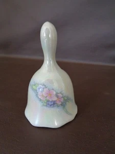 Small Iridescent Bell With Pink & Blue Flowers  - Picture 1 of 4