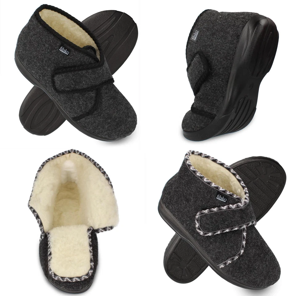 FILSKO Hausschuh mit Klettverschluss Easy-Filz Hüttenschuh gefüttert Gr. 36-46 Hedlunda