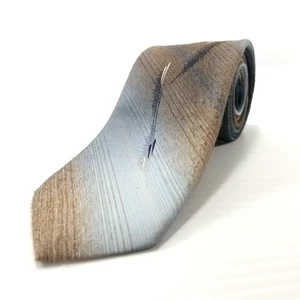 Vtg Wembley Luxury Narrow Tie Blue Gray Brown Striped Poly Silk Blend Necktie - Picture 1 of 6