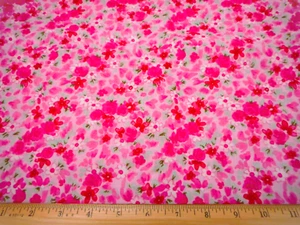 Quilt Fabric By Yard SALE Pink Red White Green Floral on Lt Pink Cotton Vtg #PC - Picture 1 of 2