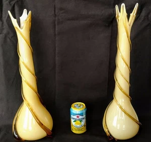 MURANO Tall Art Glass Vases Fratelli Betti Empoli Fine Rare 19.5" - Picture 1 of 6