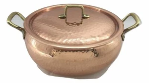 Kochtopf Topf Kupferpfanne verzinnt gewölbt Küche mit Deckel - Bild 1 von 6