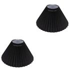 Set of 2 Lamp Shade Iron Pleated Fabric Shades Drum Lampshades for Table