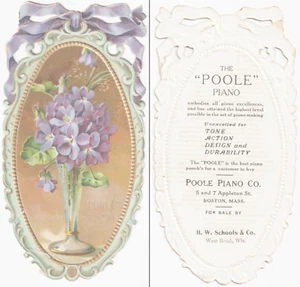 1890-00 Poole Piano viktorianische Sammelkarte Werbung H W Schoofs Co West Bend Wi - Bild 1 von 3