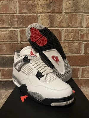 Nuevo 10 Nike Air Jordan 4 IV Retro OG Blanco Cemento Negro Rojo Fuego FV5029-100 Hombres Foto 1 de 4