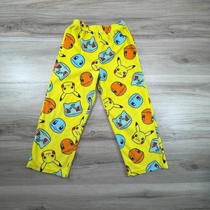 Kids Pokemon Fleece PJ Pants Yellow Pikachu Bulbasaur Charmander Squirtle Size 6 - Picture 1 of 7