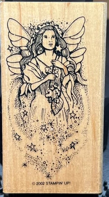 Bonita princesa de hadas fantasía magia grande estampado sello de goma montado en madera Foto 1 de 4