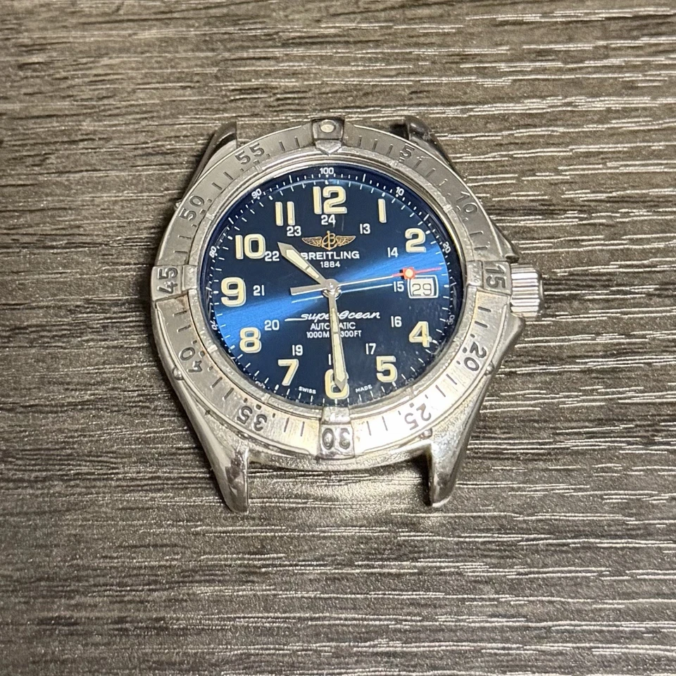 Breitling SUPEROCEAN A17040 Hombre Automático 1000mm ESFERA AZUL ¡Solo Cabezal de Reloj! Foto 1 de 4
