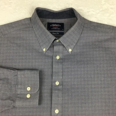 Camisa de vestir Charles Tyrwhitt para hombre XL gris a cuadros calce clásico tejido más pesado Foto 1 de 4