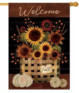 Primitive Sunflowers House Flag - Picture 1 of 1