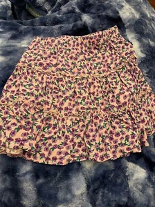 Girls Pink & Purple Tiered Floral Skirt Size 10Y - Picture 1 of 3