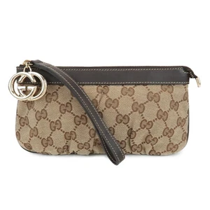 Auth GUCCI Interlocking G GG Pouch Beige Brown Canvas Leather 212203 Used - Picture 1 of 24