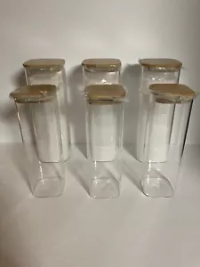 Glass Food Storage Jars Saiool Set Of 6 With Bamboo Lid - Picture 1 of 14