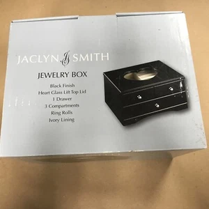 Jaclyn Smith Jewelry Box Black Finish 8 x 6 x 4.5 - Picture 1 of 5