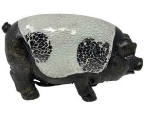 Pig Crackle Glass Low Light Accent Table Lamp Country Farm Decor Pink or Blk/Wht - Picture 1 of 5