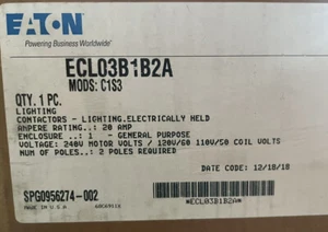 NEW EATON ECL03B1B2A LIGHTING CONTACTOR ENCLOSURE C1S3 20A 240V 2 Pole - Picture 1 of 4