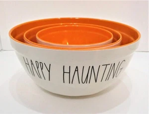 3 ciotole trattamento nidificazione melamina Rae Dunn Halloween HAPPY HAUNTING, BOO, SPETTRALE - Foto 1 di 7