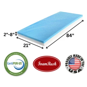 FoamRush 21" x 84" Cool Gel Memory Foam Seat Cushion Replacement Medium Firm USA - Picture 1 of 20