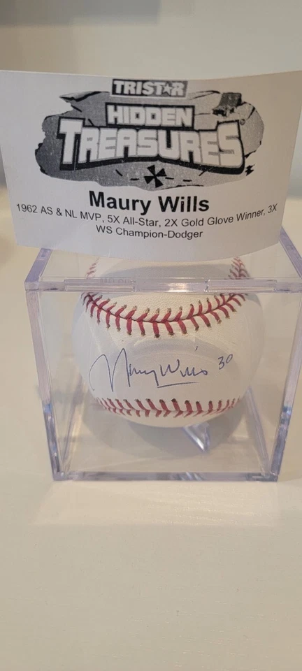 MAURY WILLS SIGNED BASEBALL LOS ANGELES DODGERS AUTOGRAPH OMLB - Image 1 of 1