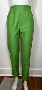 60s Green Cigarette Pants Women’s High Waist Green Talon ZIP Side FORM PANTS - Picture 1 of 9