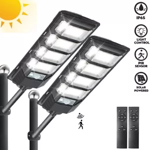 2Stk LED Solar Straßenlampe mit Bewegungsmelder Straßenlaterne Solarleuchte DHL - Bild 1 von 14