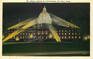 Postkarte State Capitol Gebäude St. Paul Minnesota Nachtansicht Leinen unbenutzt - Bild 1 von 2